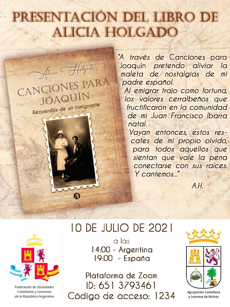 Presentación del libro Canciones para Joaquín, Alicia Holgado