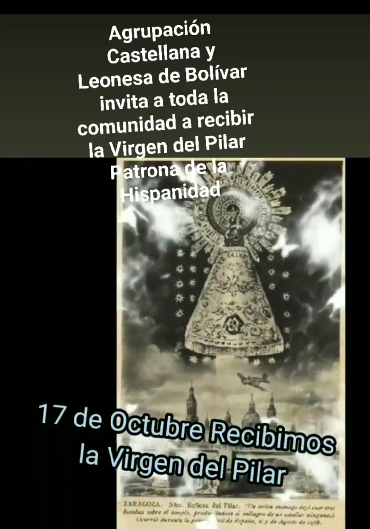 Llega la imagen de la Virgen del Pilar Patrona de la Hispanidad a Bolívar